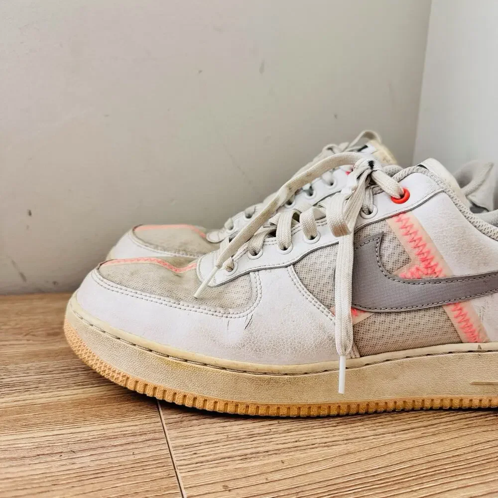 Nike Air Force 1 Low Sneakers White Gray Mens Size 11.5